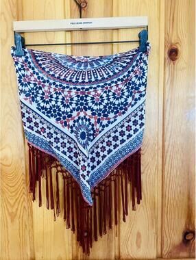 Vintage Y2K Style Sheer Mosaic Tassel Tube Top